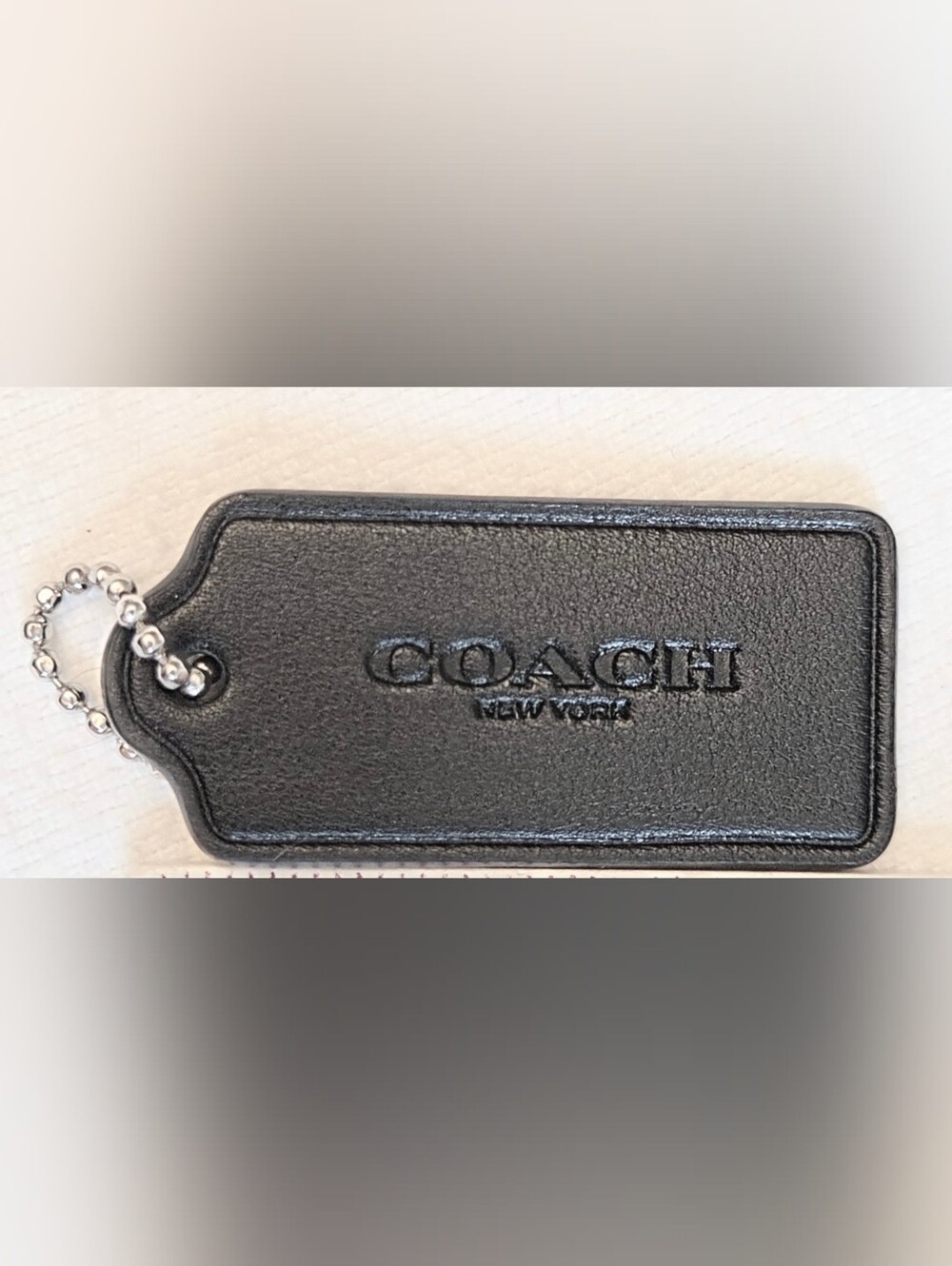 COACH NEW YORK Chelsea smooth black hang tag key chain for purse bag
